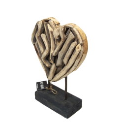 Serce z kawałków drewna stojąca 30cm